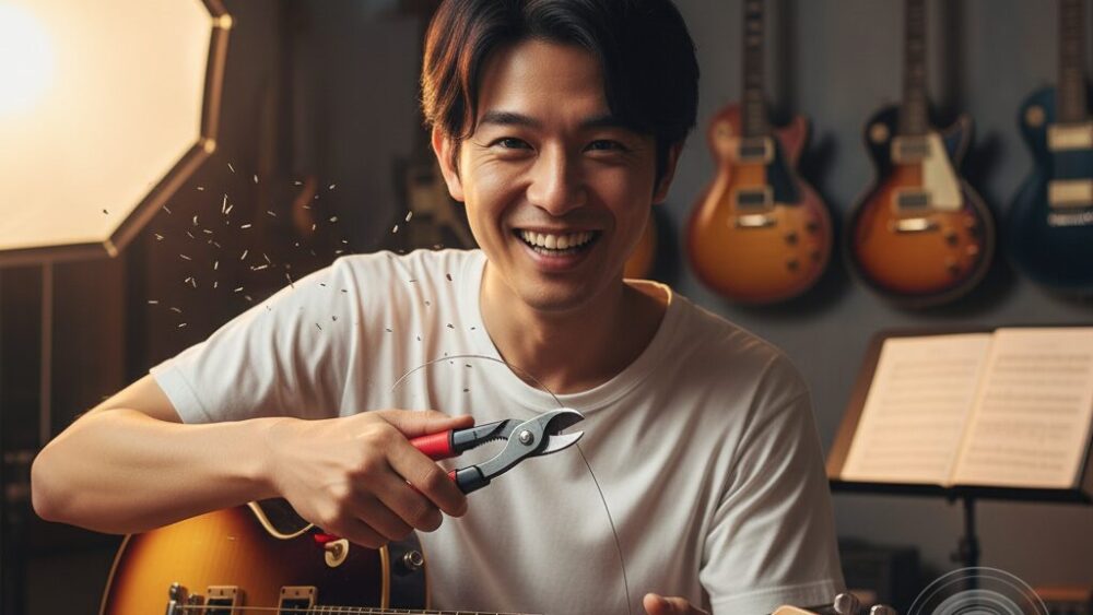 Smiling man with guitar in hand