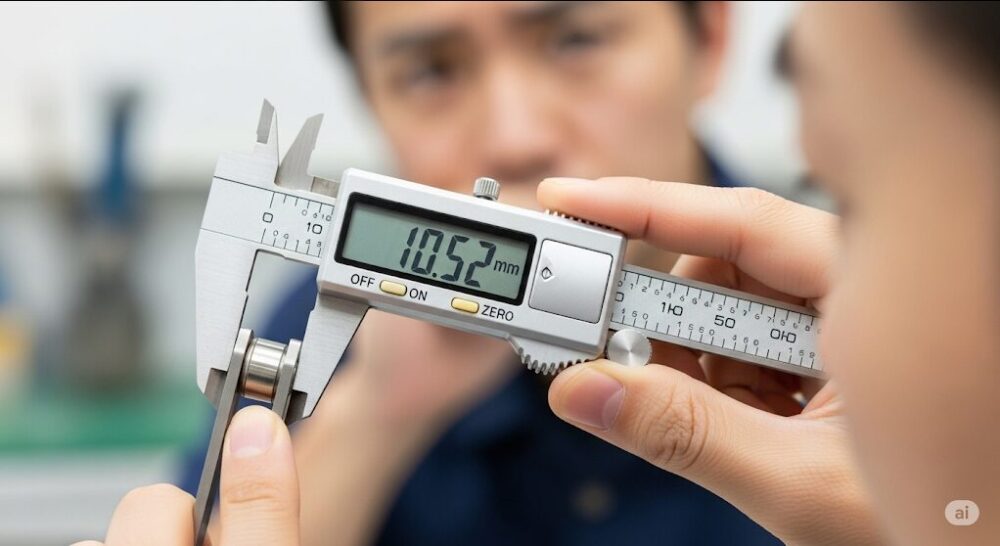 Measuring-precision-parts-with-a-vernier-caliper