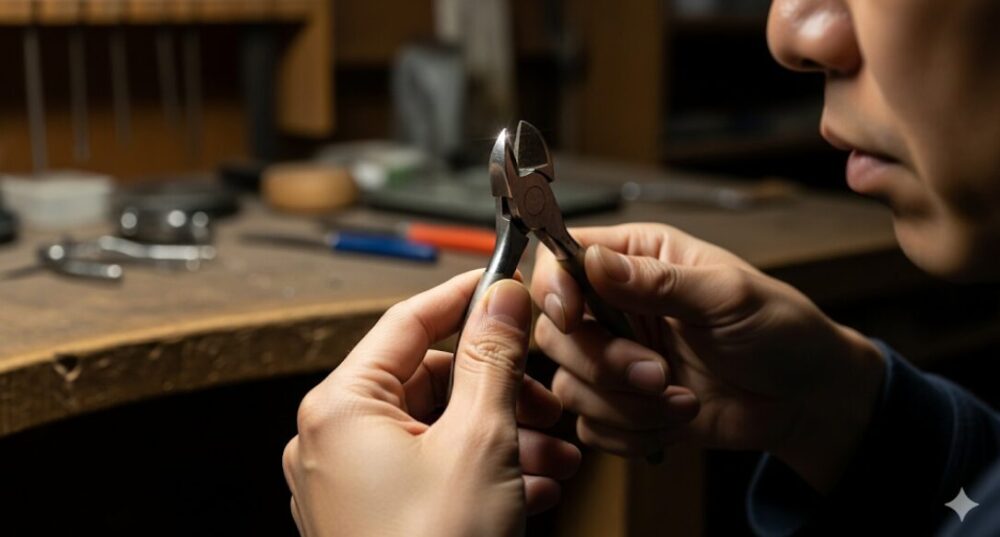 Checking-the-blades-of-the-nippers