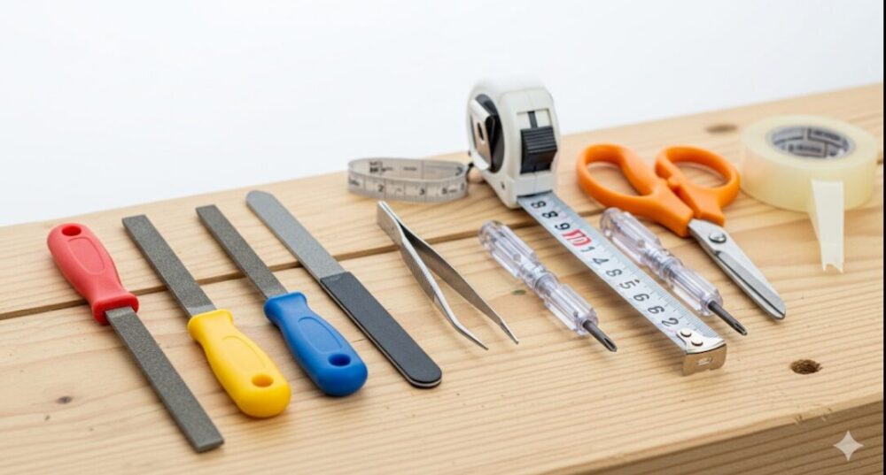 A-table-with-100-yen-store-tools