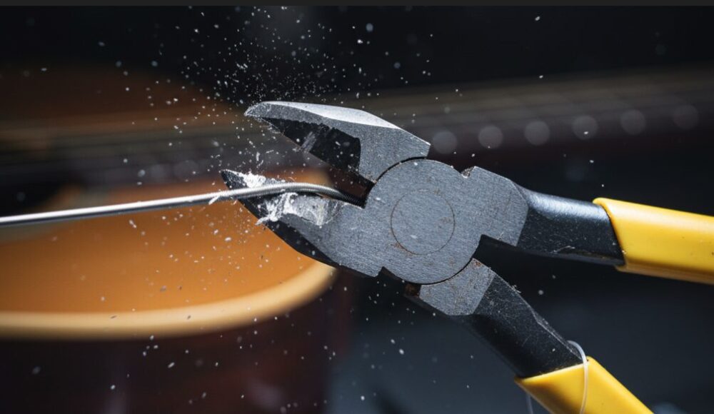 Cutting-the-iron-wire-and-chipping-the-blade