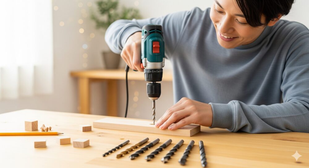 Drilling-holes-with-a-Daiso-drill