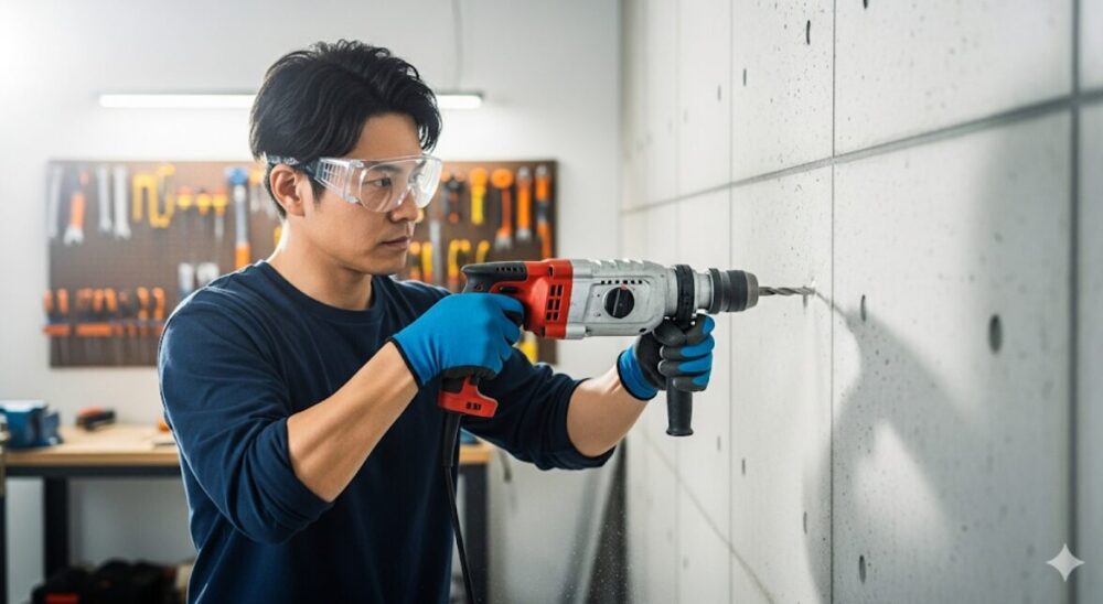 Using-a-hammer-drill