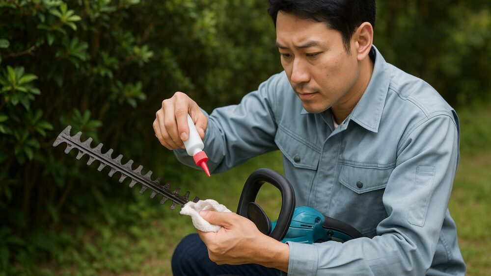 Oiling-the-hedge-trimmer