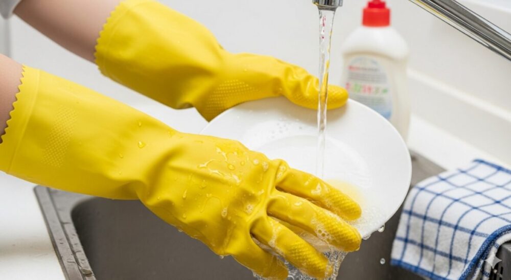 Rubber-gloves-for-washing-dishes