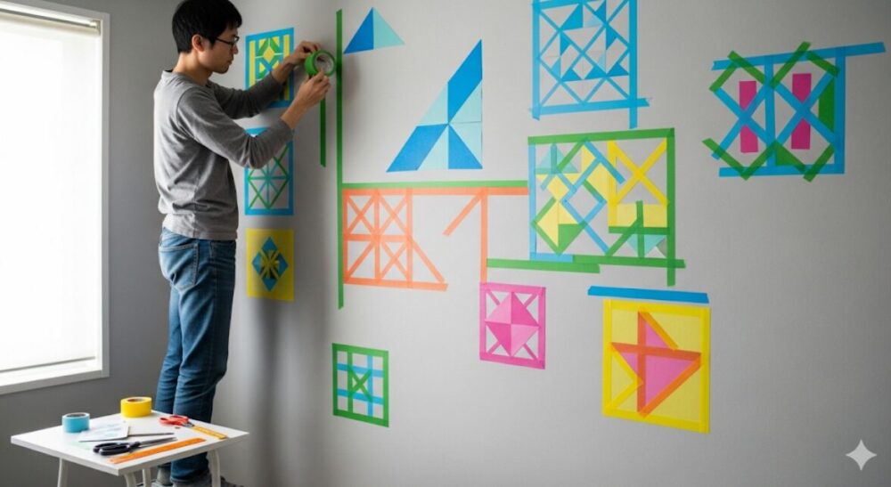 Apply-masking-tape-to-the-wall