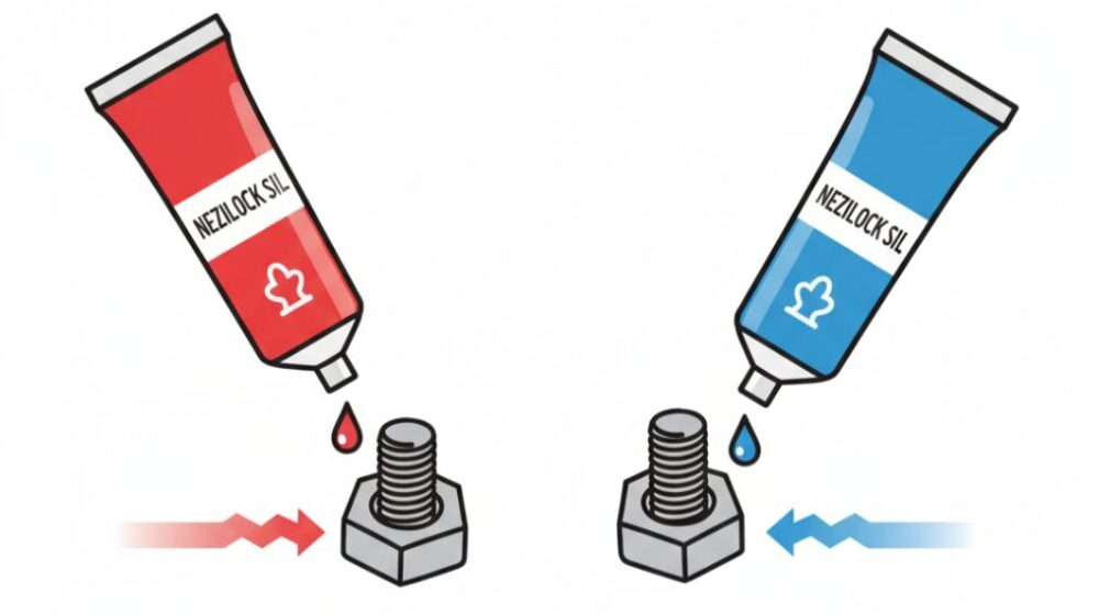 Red-and-blue-screw-lock