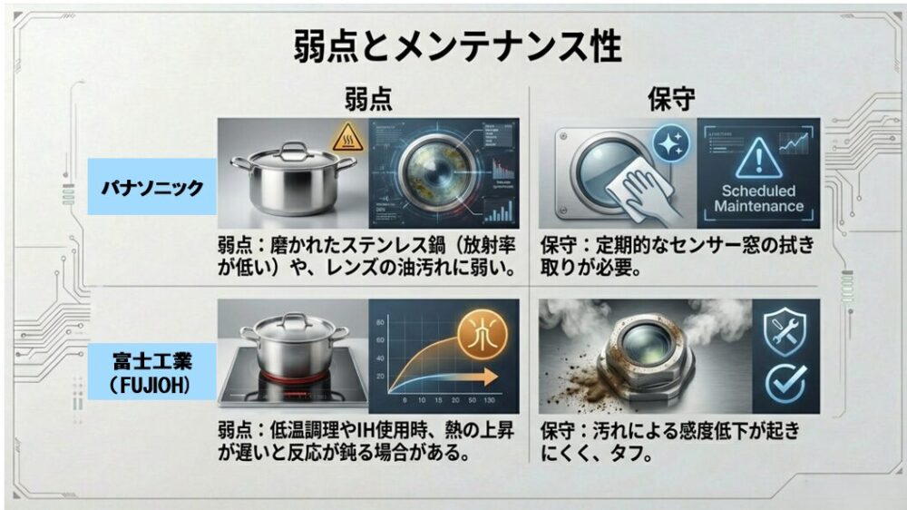 パナソニックと富士工業の風量調整機能の弱点を比較している