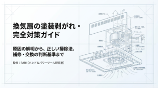 換気扇の塗装剥がれ・完全対策ガイドの表紙画像。原因の解明から、正しい掃除法、補修・交換の判断基準までを網羅。