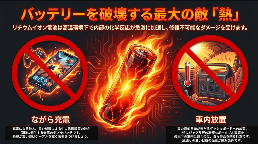 バッテリーの劣化を加速させる「ながら充電」と「車内放置」の危険性